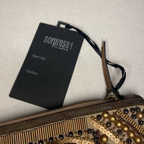 Beaded wristlet Sorpresa Golds and browns - Picture 2 of 5